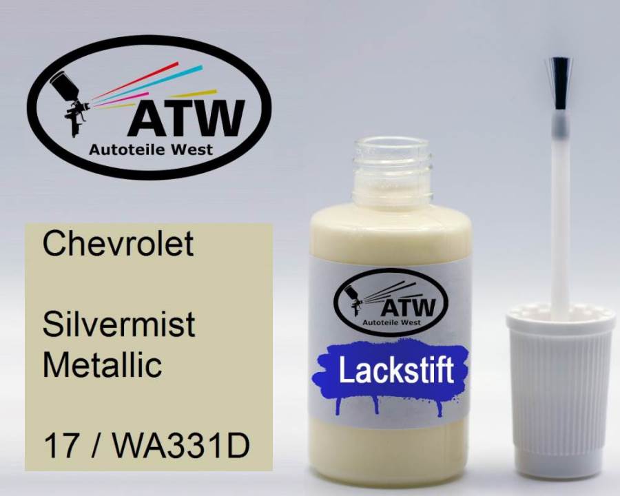 Chevrolet, Silvermist Metallic, 17 / WA331D: 20ml Lackstift, von ATW Autoteile West.